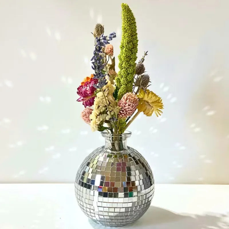 Disco Ball Vase Colorful Flower Bouquet Houseplant Indoor Planter Flower Pots Housewarming Gift Table Centerpiece Wedding Decor