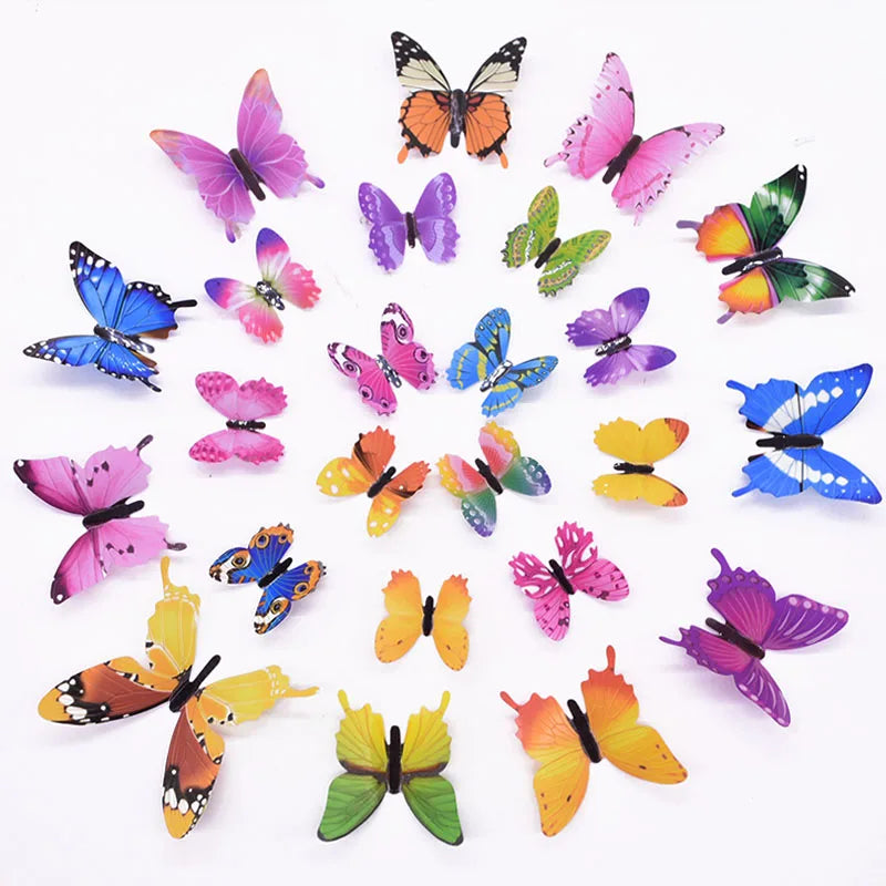 12pcs/lot Luminous Butterfly 3D Wall Sticker Colorful Butterflies Glowing Wall Decal Stickers DIY Bedroom Living Room Home Decor