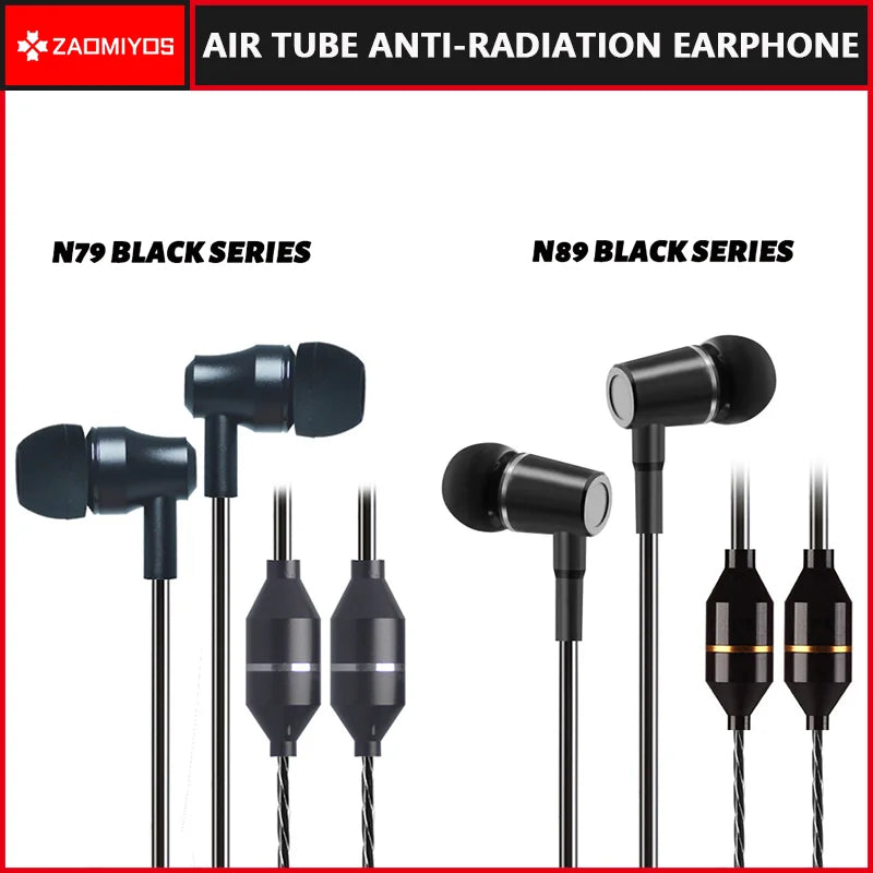 3.5mm Universal Air Tube Anti-Radiation Earphone In-Ear Earplug with Mic Stereo Music Noise Reduction air Headset for iphone6/6s
