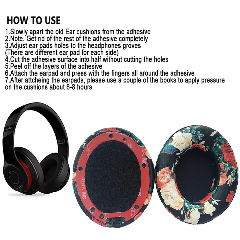 1 Pair Replacement Ear Pads Earmuffs Ultra-soft Sponge Cushion For Beats Studio 2 3 Wired Wireless Headphone Accessories