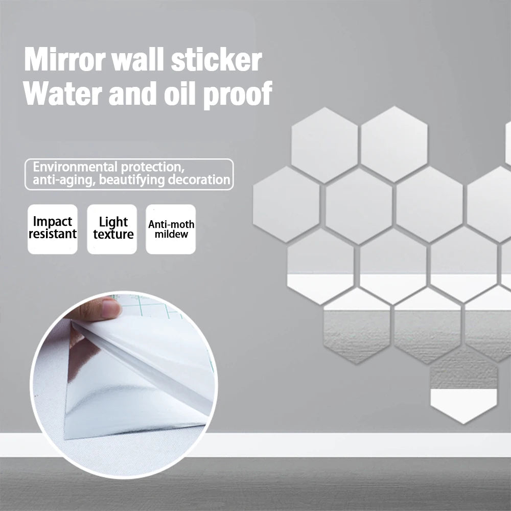 Mirror Wall Stickers Decoration 3D Self Adhesive Waterproof Stickers DIY Privacy Window Films Bedroom Decor