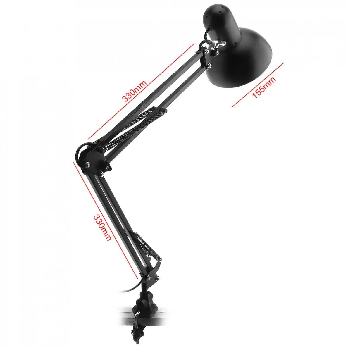 Home Desk Lamp Flexible Swing Arm E27 Desk Light Bracket with Rotatable Table Lamp Head and Clamp Mount Support for Office Study
