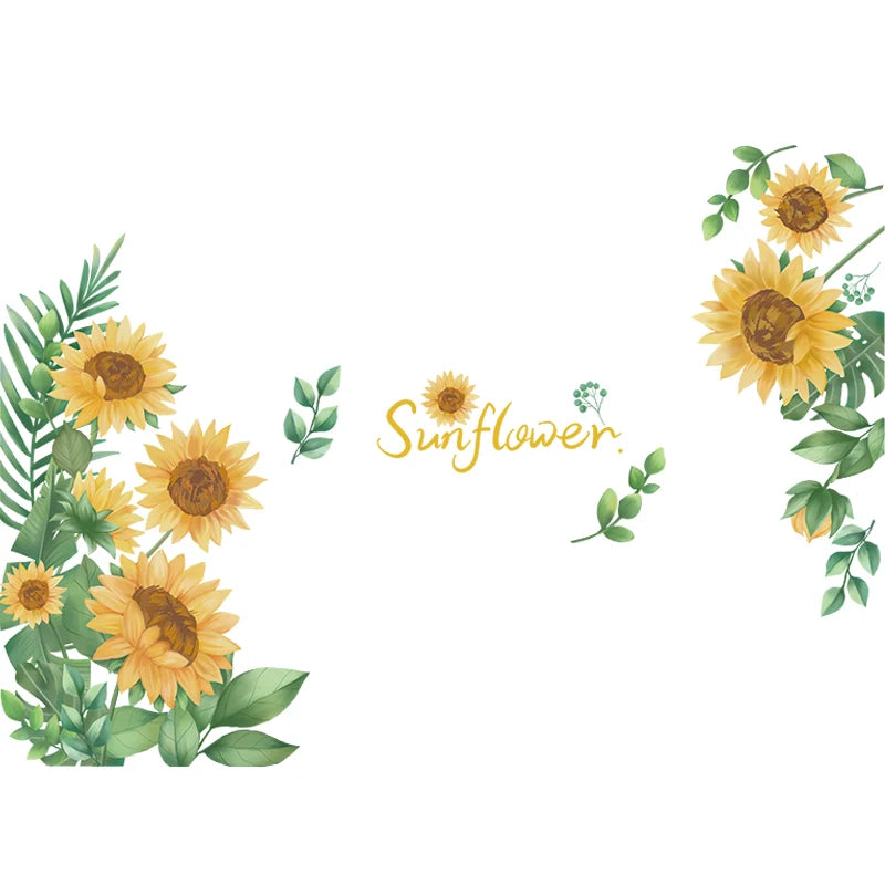 [shijuekongjian] Sunflower Wall Stickers DIY Plant Butterflies Wall Decals for Living Room Kids Bedroom Kitchen Home Decoration