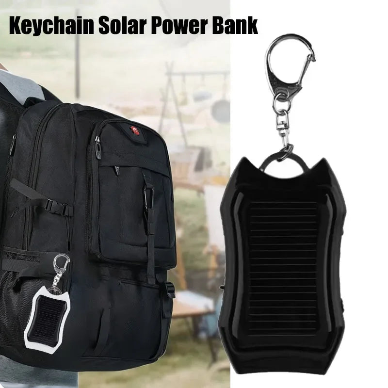 1200mAh Outdoor Emergency Mobile Phone Fast Charging Portable Charger Mini Ultra Slim Keychain Solar Power Banks with LED Lights
