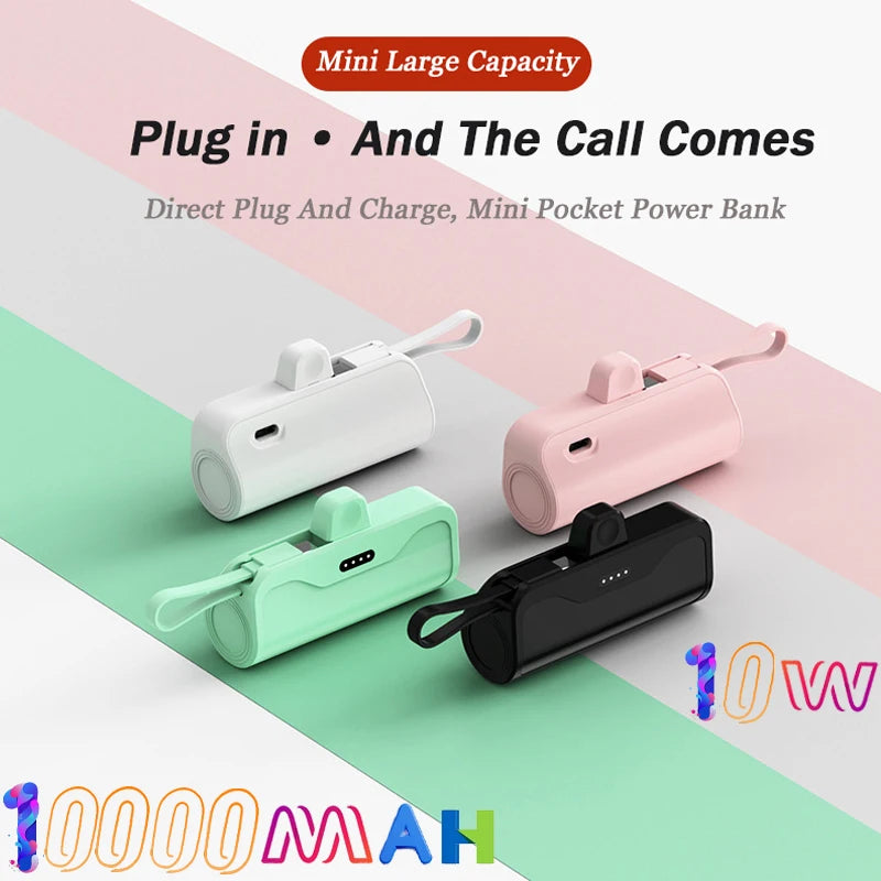 10000mAh Suitable for Apple Huawei and Xiaomi Power Banks with Built-in Cable Base Ultra-thin and Lightweight Mini Fast Charging