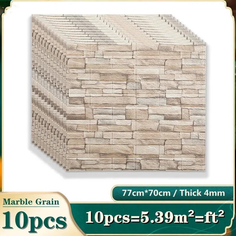 10PCS Self Adhesive Foam Wallpaper Waterproof 3D Brick Wall Panel Living Room  Bedroom Brick Papers Home DIY Wall Stickers Decor
