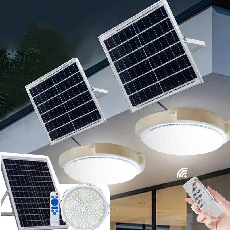 60/500W LED Solar Ceiling Light Pendant Light Outdoor Indoor Solar-Power Lamp with Line Corridor Light for Garden Decoration Hot