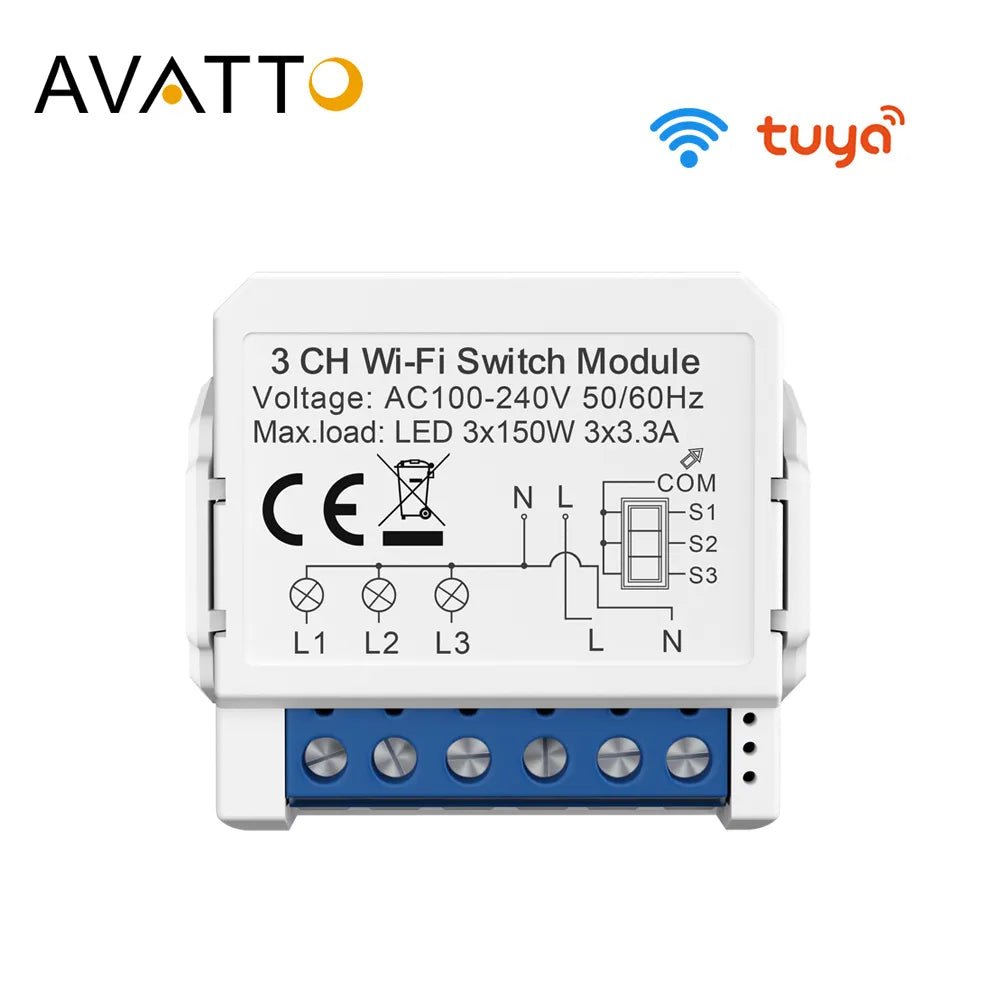 AVATTO 1/2/3/4 gang Tuya WiFi Switch Module with Dual Way Control, Smart Life Smart Home Interruptor Work for Alexa, google home