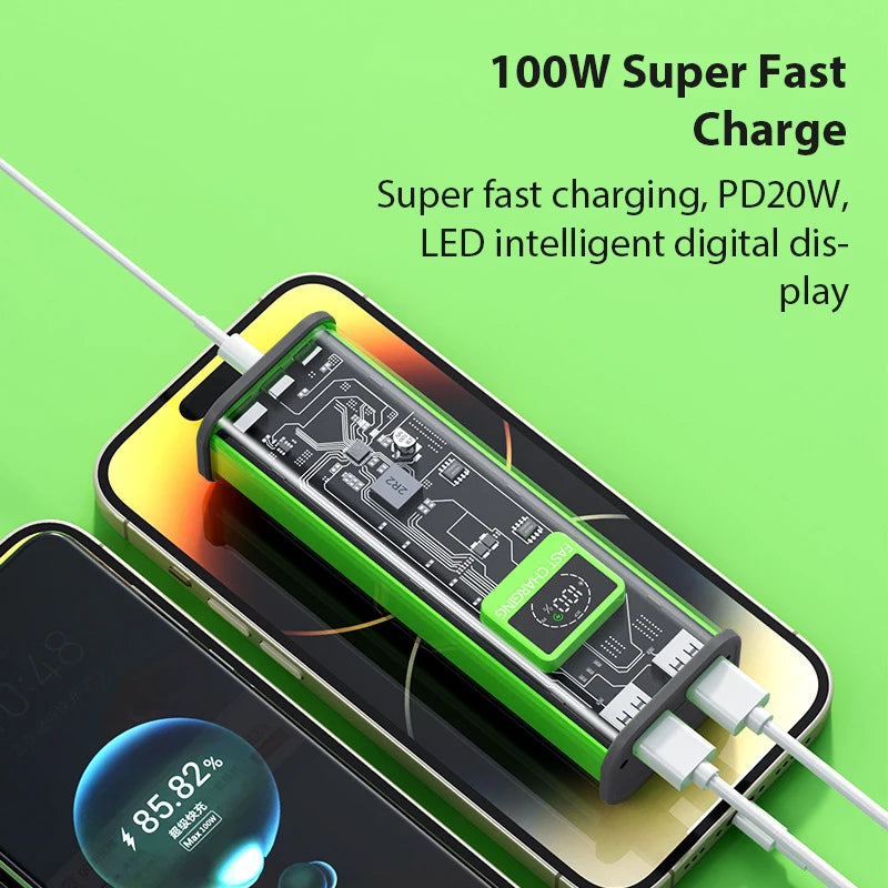 Portable Power Bank 20000mAh Powerbank with LED Digital Display 100W/22.5W Two-way Fast Charging Power Banks Punk TPYE C Charger