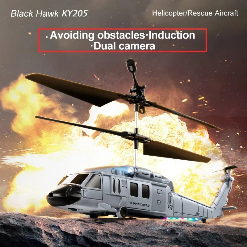 KY205 RC Helicopter Drone 4 Propellers 6 Axis Electronic Gyroscope for Stabilization Dual with HD Camera Toys Avoidance Drone