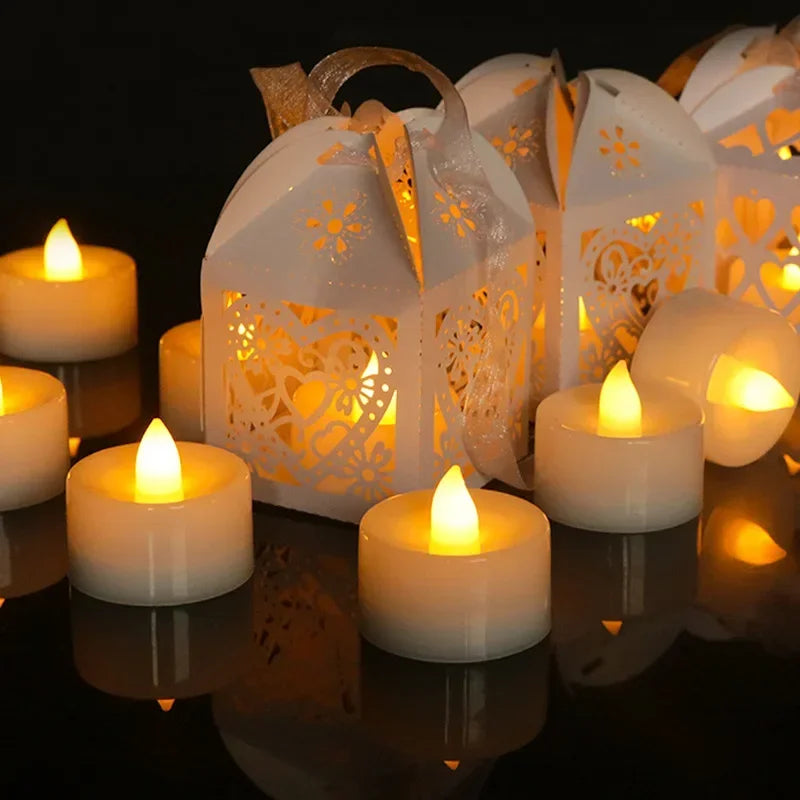 12/6Pcs Battery Operated LED Tea Lights Candles Flameless Wedding Decor Romantic Candles Lights  Birthday Party Atmosphere decor