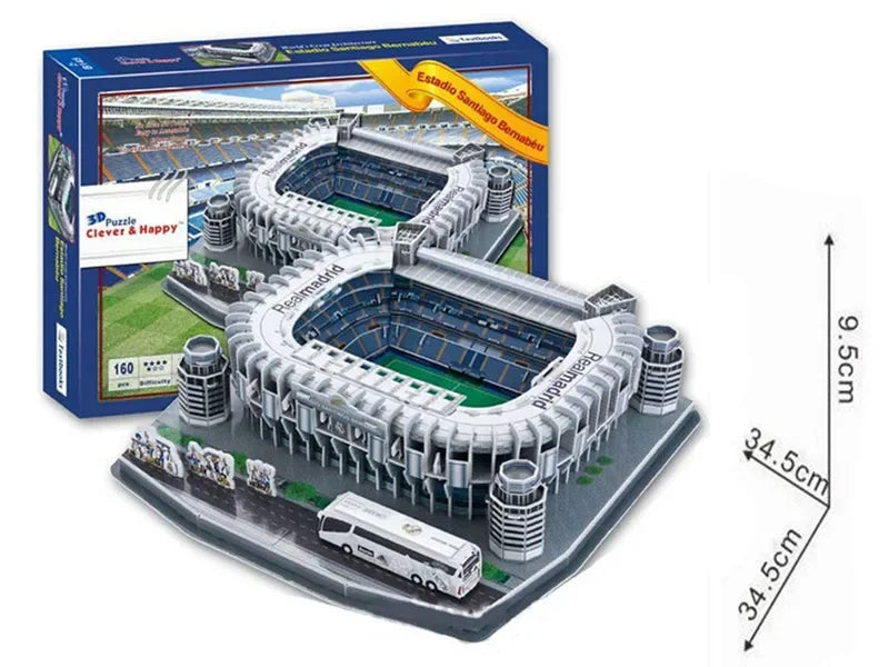 [Funny] 160pcs/set Cristiano Ronaldo Santiago Bernabeu Competition Football Game Stadiums building model toy gift original box