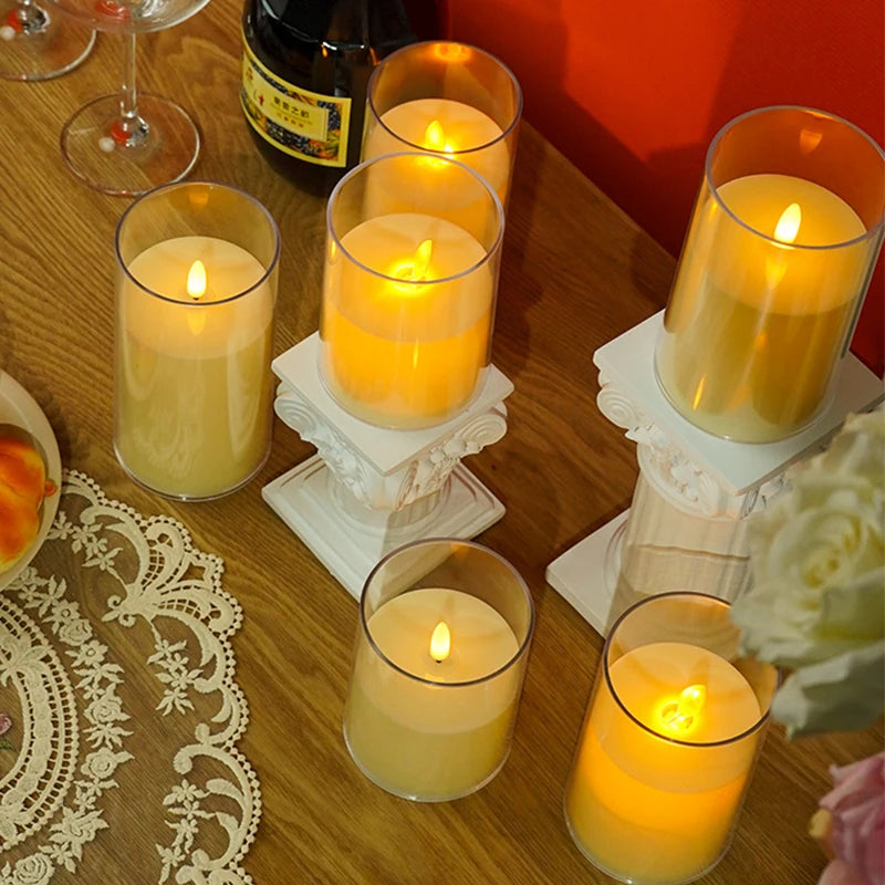 10 Set Electronic Flameless Led Candles with Flickering Flame Battery Powered Tealight Fake Candle Light for Wedding Home Decor
