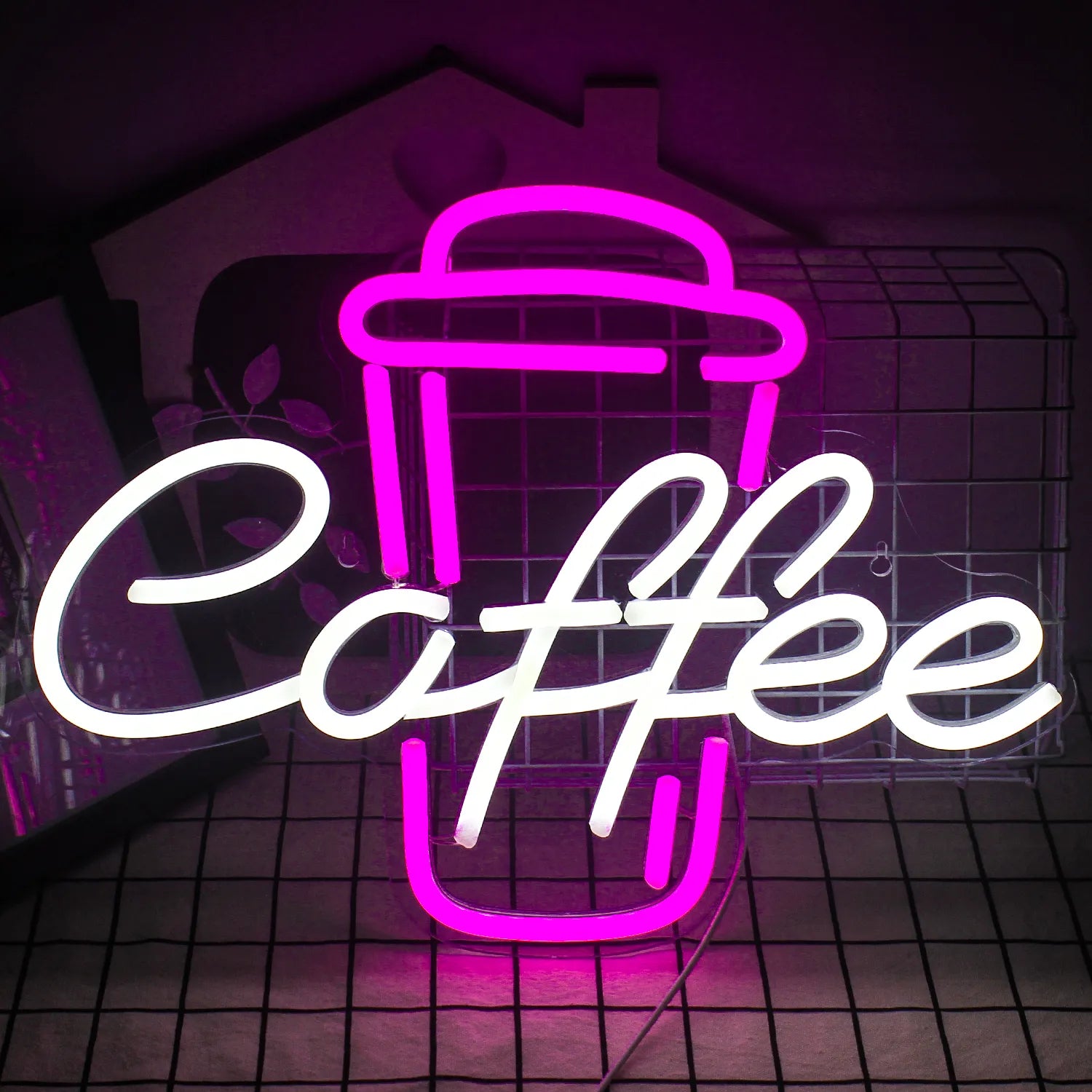 Ineonlife Neon Light Coffee Cup Luminous LED Sign Party Cafe Shop Birthday Reunion Room Home Mural Personality Wall Decoration