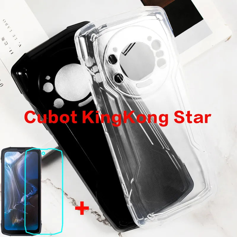 2in1 9H Tempered Glass For Cubot kingkong Star Case Silicone Soft TPU Transparent Phone Cover For Cubot kingkong Star Phone Film