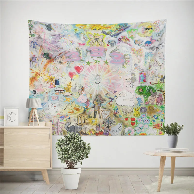 Aertemisi 333 Bladee Tapestry Wall Hanging Art for Bedroom Living Room Decor College Dorm Party Backdrop Home Decoration