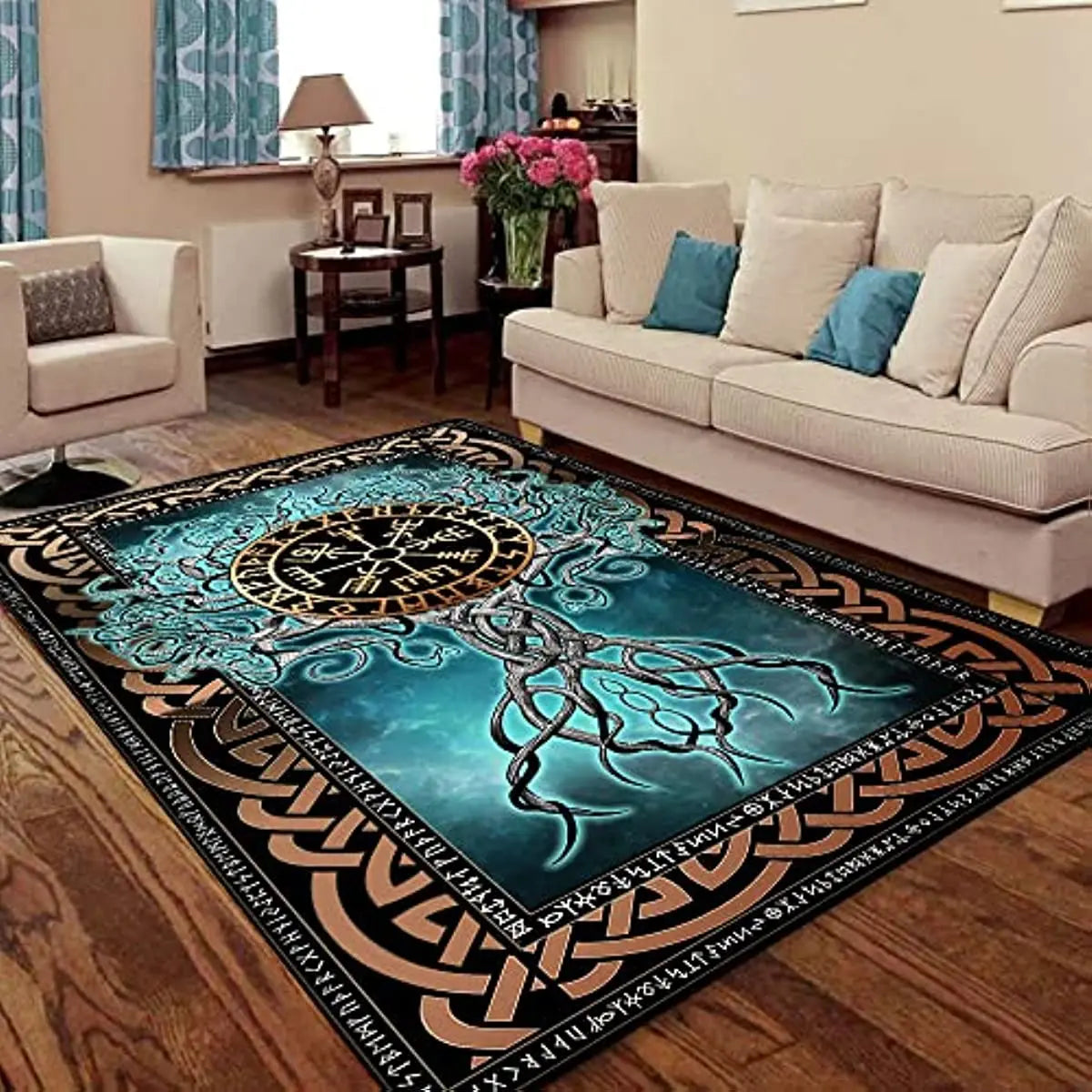 Nordic Vikings Tree of Life Norse Carpet for Living Room Home Decorations Sofa Table Large Area Rugs for Bedroom Floor Mat Tapis