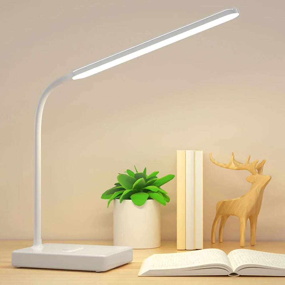 LED Table Lamp Desktop USB Rechargeable 1500mah Night Lamp Stepless Dimmable Desk Reading Light Foldable 3 Modes Small Desk Lamp