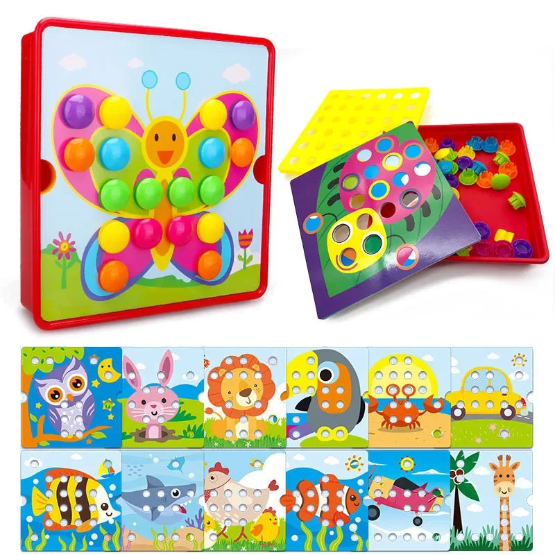 3D Mushroom Nail Puzzle Jigsaw Toy Montessori Baby Toys Cartoon Animal Puzzles Game Kids Early Educational Toys Children Gifts