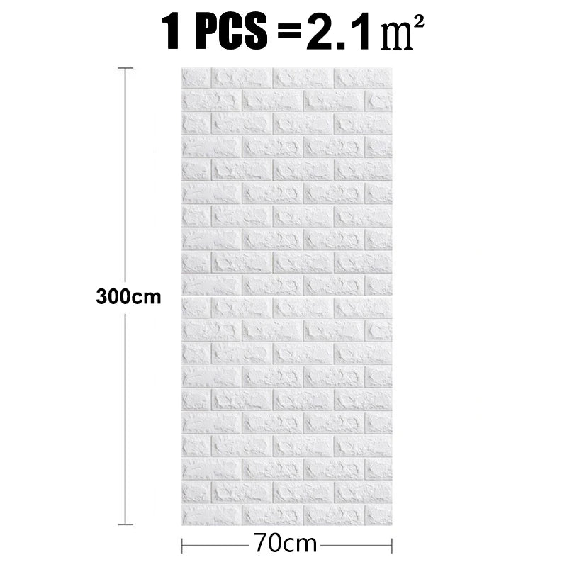 1/3/10M 3D Brick Wall Stickers DIY Decor Self-Adhesive Waterproof Wallpaper For Kids Room Bedroom Kitchen Home Wall Decor
