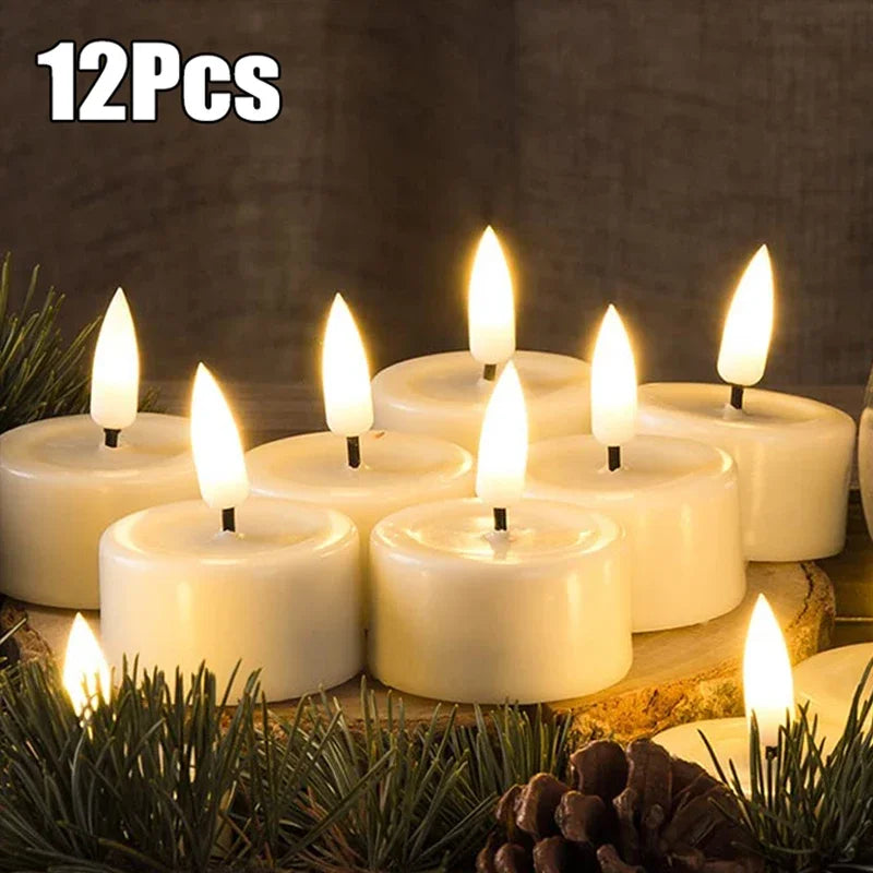 12/6Pcs Flickering Flameless LED Candle Battery Tea Light Flashing Electric Candles Birthday Wedding Party Romantic Decoration