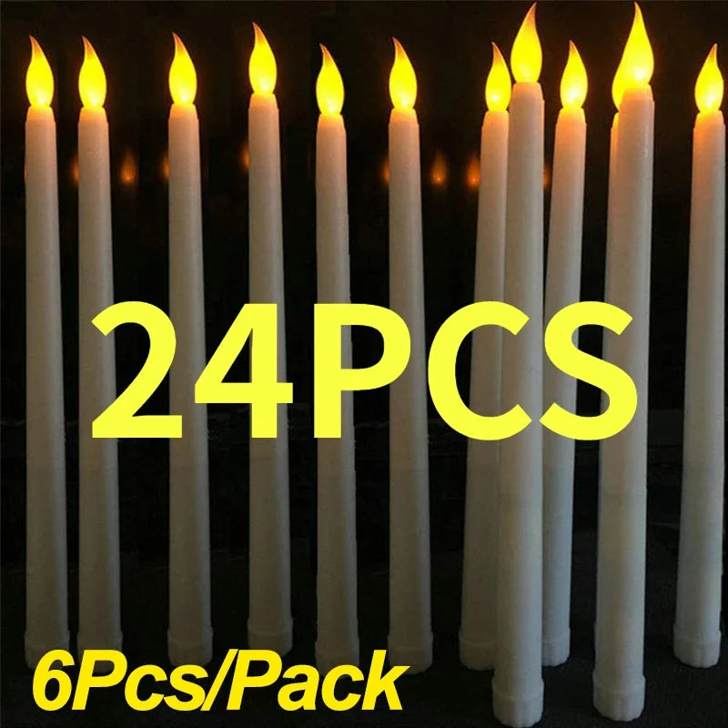 1/3/6/12/24PCS LED Electronic Candles Battery 3D Flameless False Candles Lights for Birthday Wedding Dinner Party Decoration