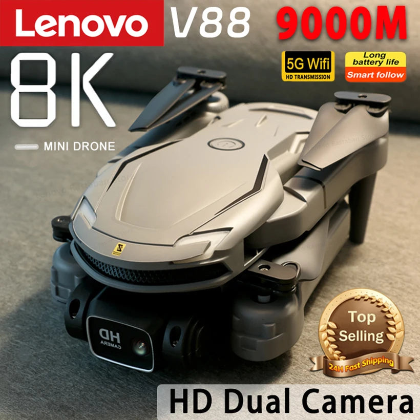 Lenovo V88 Drone 8K Professional HD Aerial Dual-Camera 5G GPS Obstacle Avoidance Drone Quadcopter Toy UAV 9000M Free shipping