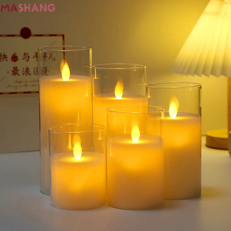 10 Set Electronic Flameless Led Candles with Flickering Flame Battery Powered Tealight Fake Candle Light for Wedding Home Decor