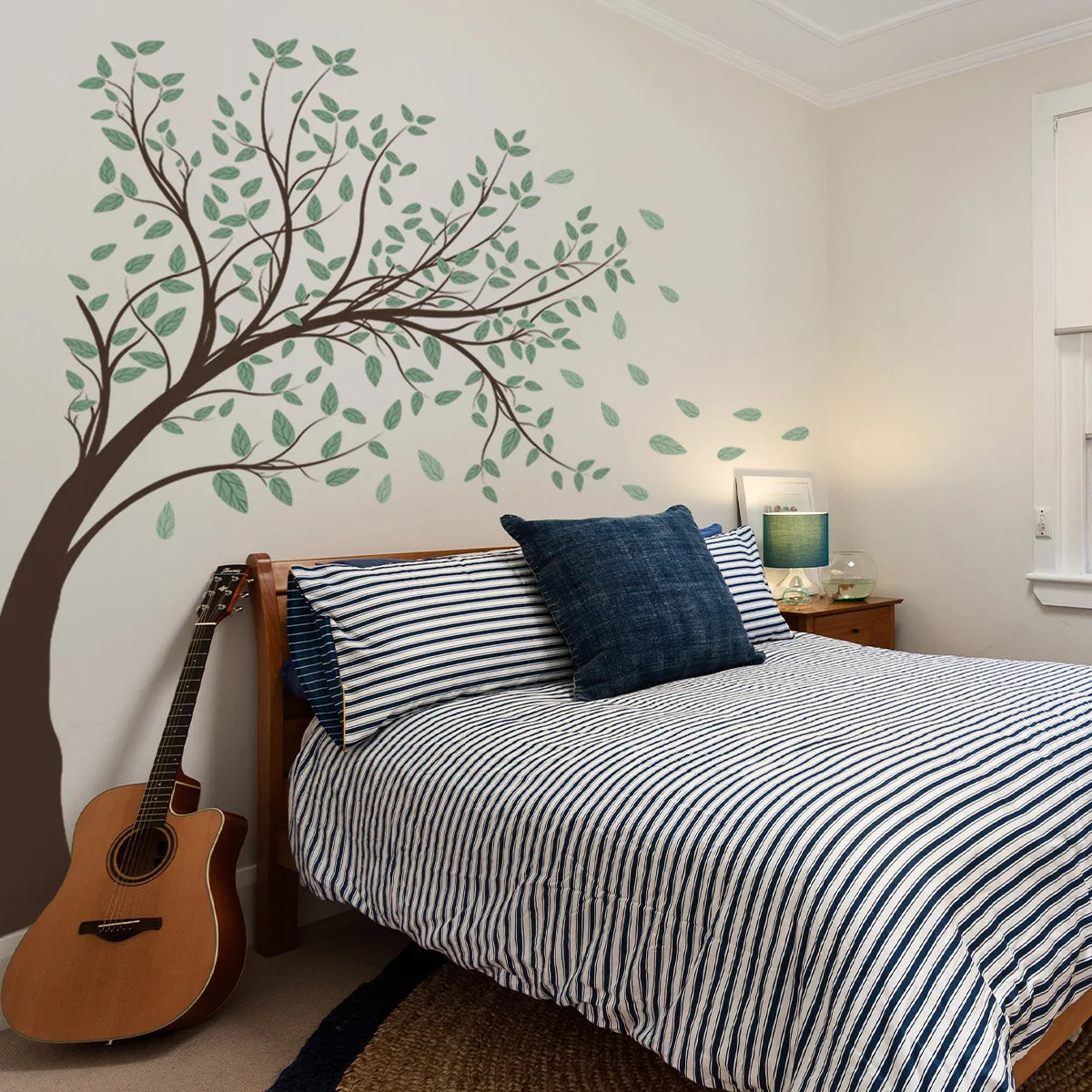 Cute Simple Large-Sized Fresh Green Leaf Tree Wall Stickers Kids Room Living-room Bedroom Home Decoration Decal Poster Wallpaper