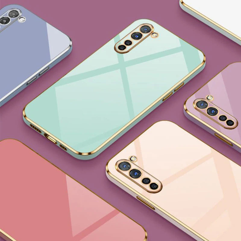 For OPPO Find X2 Lite Case Oppo reno3 5G Phone Case CPH2005 Luxury Square Plating ShockProof Silicone Back Cover reno 3 5G Cases