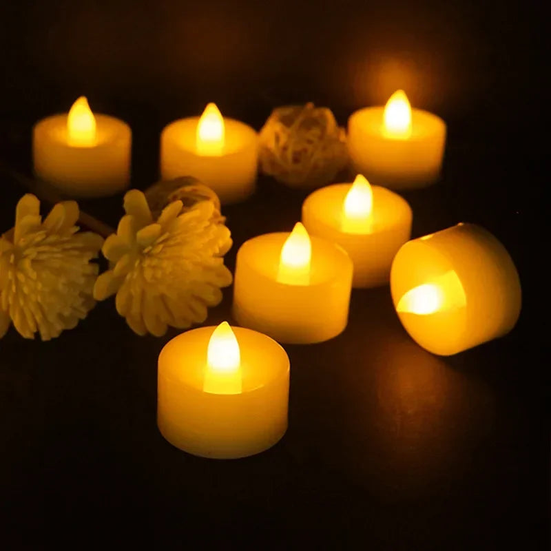 12/6Pcs Battery Operated LED Tea Lights Candles Flameless Wedding Decor Romantic Candles Lights  Birthday Party Atmosphere decor