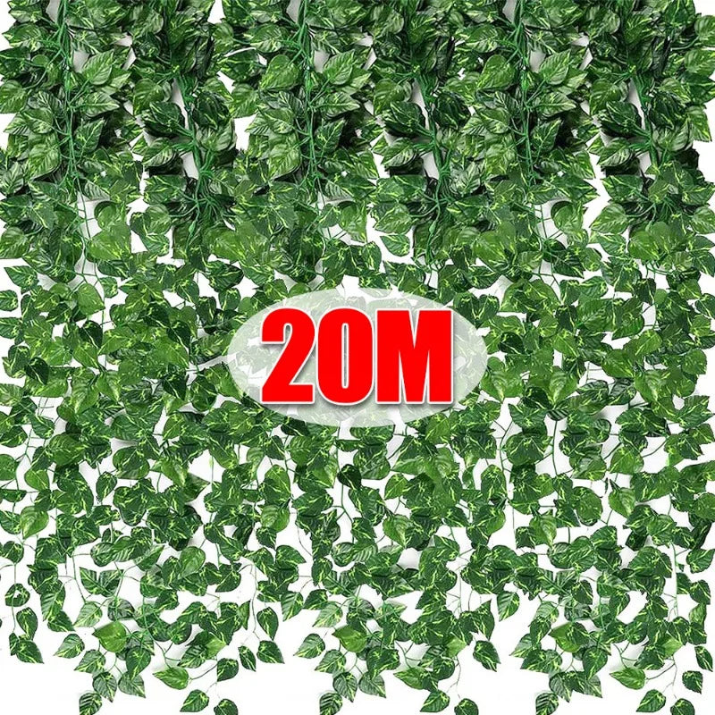 10/2M Artificial Plant Green Ivy Leaf Garland Hanging Vines Outdoor Greenery Wall Decor DIY Fake Wreath Leaves Home Party Decor