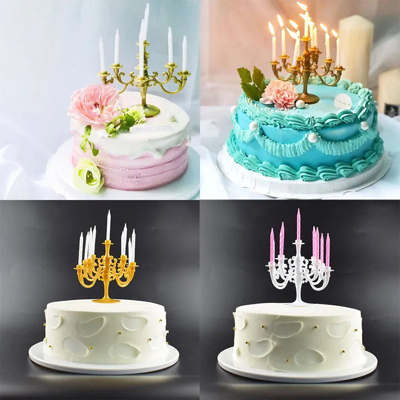 1Set Candle Holder Miniature Candles And Candlestick Birthday Party Cake Candle Holders Candlesticks For Candles Home Decoration