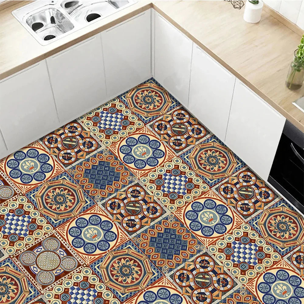 European Style Tiles Floor Sticker Kitchen Bathroom Ground Home Decor Wear-resistant Waterproof Frosted Art Wall Decals